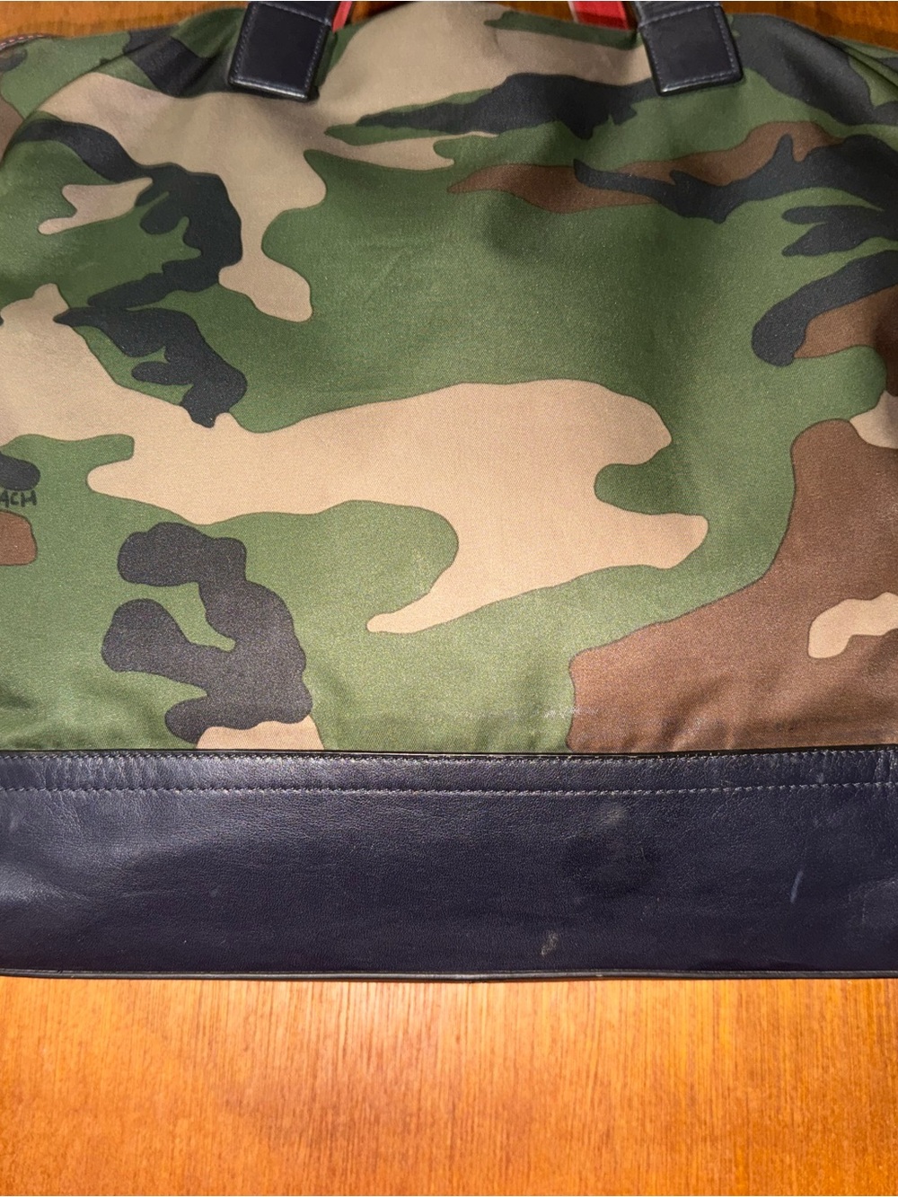 Coach Camouflage Canvas Tote Bag with Orange Logo - Picture 3 of 8